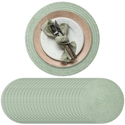 24 Pcs 13 in Round Woven Placemats Boho Charger,Sage Green,Classic - color: Sage Green, style: Classic