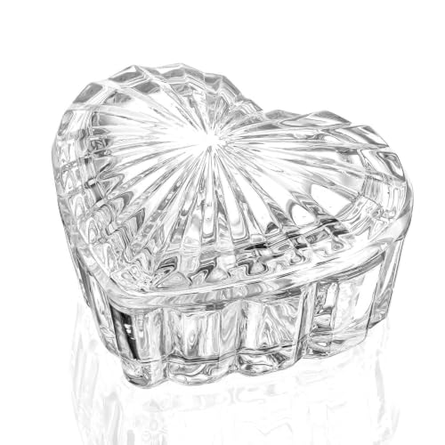 KANPURA Clear Glass Heart-Shaped Jewelry Box, Cute Trinket Box with Lid - color: Clear