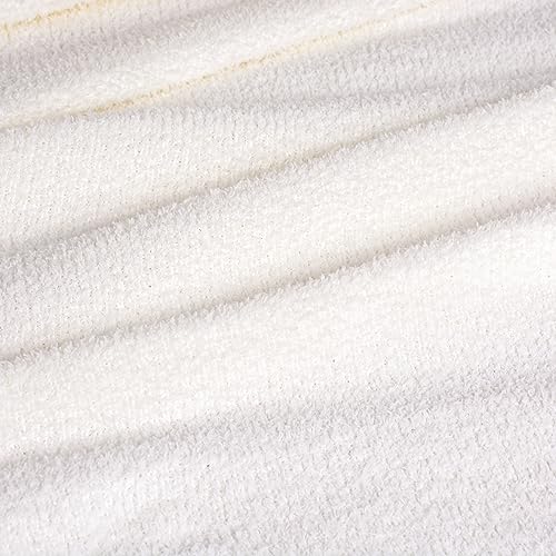 JOOJA Cream White Fuzzy Knitted Blanket, Soft Lightweight Plush Queen Size for Bed, Cozy Nights (90x90) - color: Cream, size: 90x90