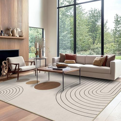 9x12 Boho Area Rug for Living Room Modern Geometric Abstract Rug Beige - color: Beige, size: 12' x 9' (Rectangular)