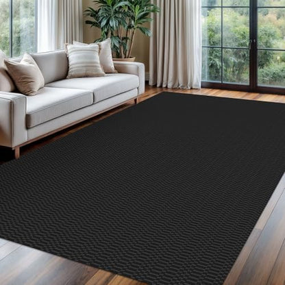 KOZYFLY 6x9 Washable Area Rug, Non Slip Living Room Rug, Black/Grey - color: Black/Charcoal Grey, size: 6' x 9' (Rectangular)