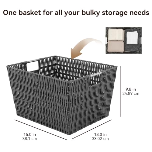 Whitmor Rattique Storage Tote Grey - color: Gray, size: Large