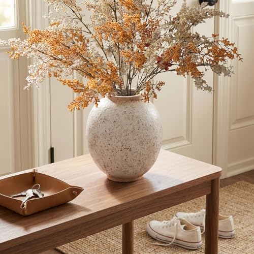 Large Round Ceramic Vase, 9.8“ H, Red White Speckled - color: Retro-9.8", size: 9.8"-Oval