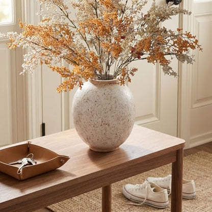 Large Round Ceramic Vase, 9.8“ H, Red White Speckled - color: Retro-9.8", size: 9.8"-Oval