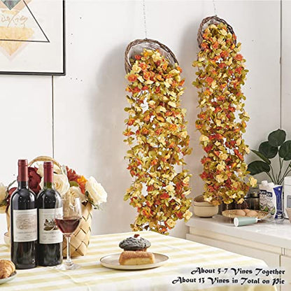 8Pcs x 8.2FT Artificial Flower Garland Rose Vine, Fall Champagne Flower - color: Fall Champagne 8pcs, 1.5" Rose Flowers, size: 8.2FT Vines
