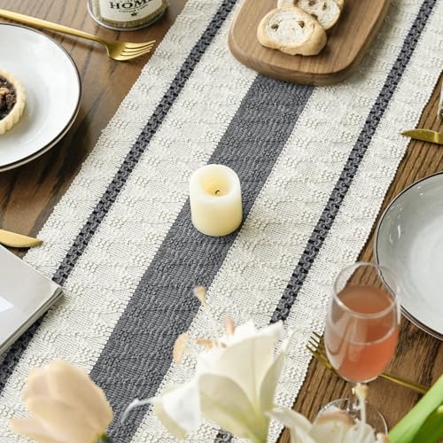 Artoid Mode Dark Green Rustic Woven Table Runner 12x36 Inch - color: Dark Grey, size: 12" x 36", Table Runner