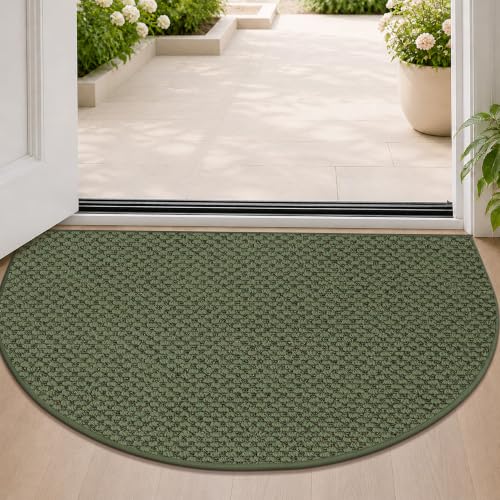 Dirt Trapper Door Mat 24" x 36", Non-Slip, Half Circle, Green - color: Green, size: 24" x 36"(Semicircular)