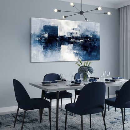 LKY ART Abstract Blue and White Canvas Wall Art, Large Painting Print - color: Light blue, size: 40"L x 20"W
