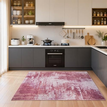 Merelax 3x5 Pink Area Rug Washable Non-Slip Low Pile Entryway Carpet - color: Pink, size: 3' x 5'(36''x60'')