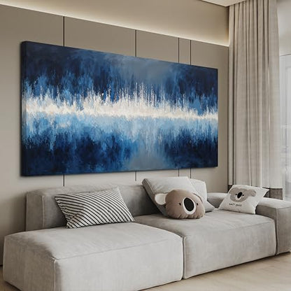 YISXINOAG Deep Blue Abstract Wall Art Modern Calm Cool Tones Canvas 29"X58" - color: deep blue, size: 58"L x 29"W