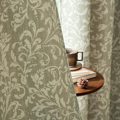 jinchan Sage Floral Curtians 96 Inch Room Darkening Grommet 2 Panels - color: *Dusty Sage, size: 50"W x 96"L (Pack of 2)