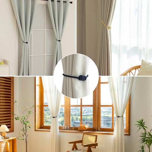 Curtain Tiebacks Magnetic Decorative Rope Tie Backs Holdbacks Contoeey - color: Navy