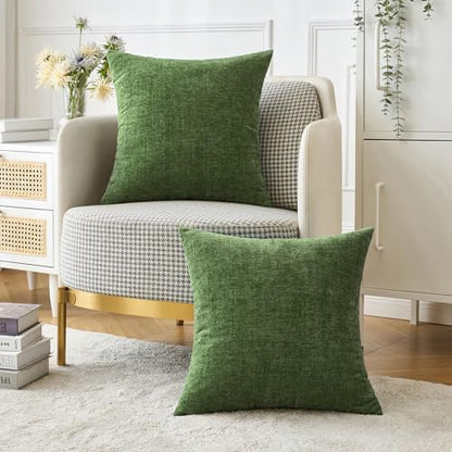 MIULEE Soft Chenille Throw Pillow Covers Moss Green 16x16 Inch Pack of 2 - color: Moss Green, size: 16" x 16" (Pack of 2)