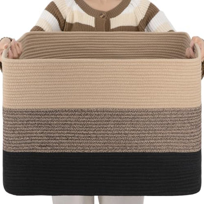 OIAHOMY Blanket Basket Laundry Basket Dog Toy Basket 108L Yellow Black - color: Yellow Black, size: 25”x16”x16”