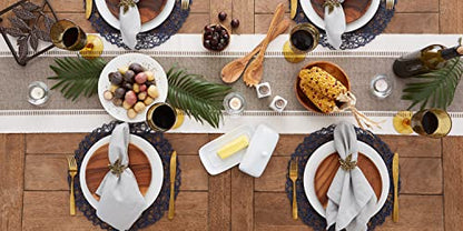 DII Dobby Stripe Table Runner, 13x72, Brown & Cream Background - color: Brown, size: 13x72"