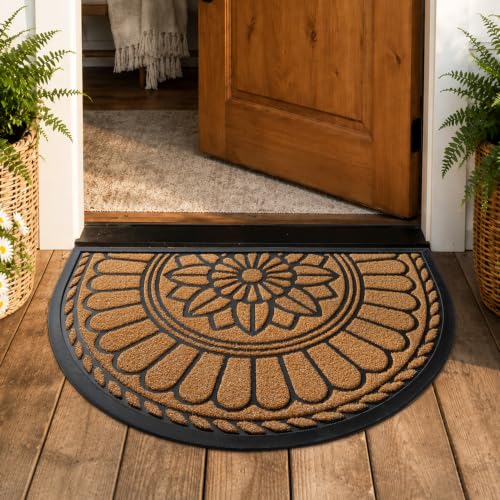 Mibao Half Round Door Mat, 47"x32", Yellow, Semicircular Entrance - color: Yellow, size: 2'8" x 3'11" (Semicircular)