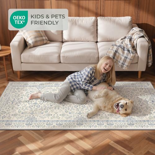 2x3 Kitchen Rugs Floral Small Washable Entryway Rug, Light Blue - color: Blue, size: 2' x 3' (Rectangular)