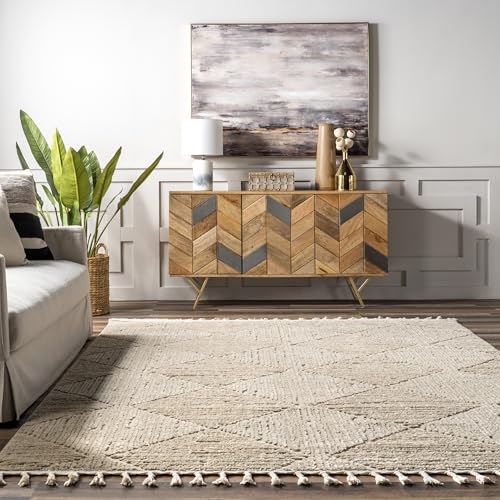 nuLOOM Kerry Beige Geometric Power Loomed Area Rug, 10' x 14' - color: Kerry Beige, size: 10' x 14' (Rectangular)