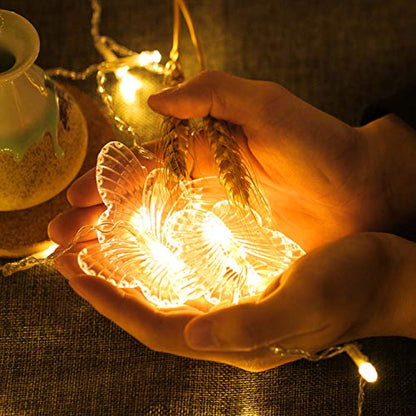 Butterfly Curtain Lights, 4.9ft 48 LED USB Window Fairy Lights 10 Butterflies 8 Modes Firefly Twinkle Timer String Lights with Remote for Room Bedroom Wall Ceiling Party Wedding Christmas - color: Warm White, size: 4.9ft
