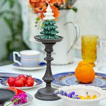 Sungmor Rustic Cast Iron Pillar Candle Holder, 7.8 Inches Tall - color: Medium - 7.8inch Tall