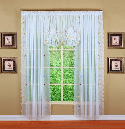 Today's Curtain,Vineyard 3-D Appliqué,Panel 72", White, 59" W x 72" L - color: White, size: 59"W x 72"L (Pack of 1)