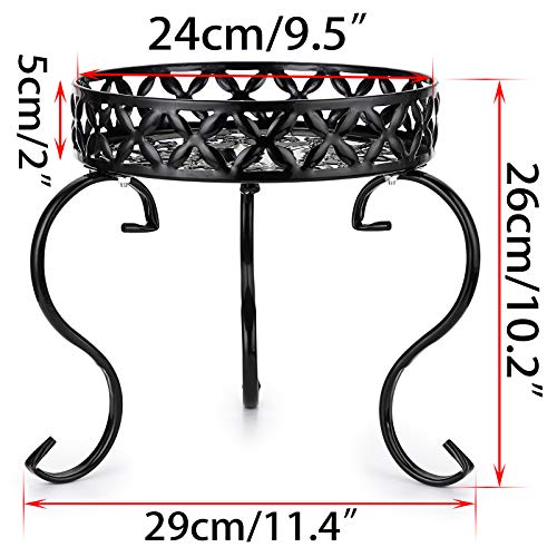 OwnMy Black Metal Round Plant Stand Indoor Outdoor Iron Flower Pot Holder - color: Black