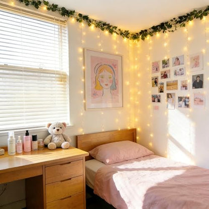 Knitgrip 12 Pcs Fake Vines with Fairy Lights for Room Artificial Ivy Vines - color: Green, size: Pothos Leaves