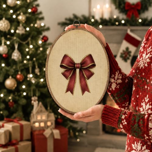 Yorhifa Coquette Red Bow Christmas Framed Wall Art 8.5x11.5in - color: Red Bow