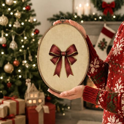 Yorhifa Coquette Red Bow Christmas Framed Wall Art 8.5x11.5in - color: Red Bow