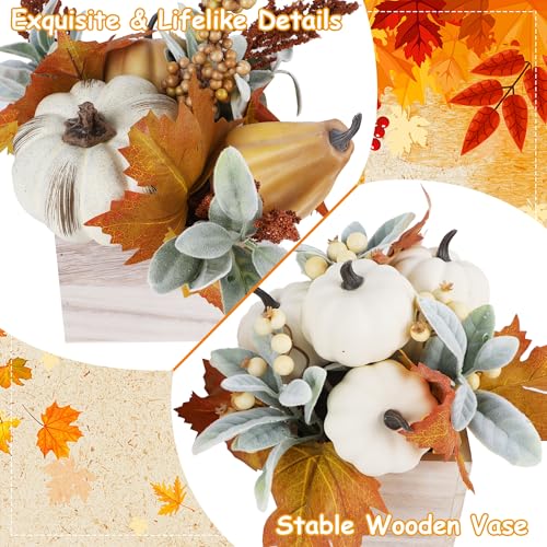 winemana Fall Decorations Artificial Pumpkin Gourd Berries Leaves, 2 Pack - size: style 1