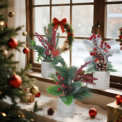 winemana 3 Pack Mini Christmas Trees Holiday Table Decorations for Office - size: Style 7