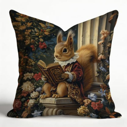 Retro Fairy Tale Squirrel Decorative Throw Pillow Cover,Cushion Cover - color: Bronw-squirrel