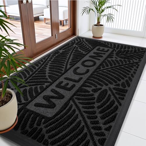 Smiry Welcome Front Door Mat for Outdoor Indoor 71x47, All-Season Doormat - color: Black, size: 71" X 47"