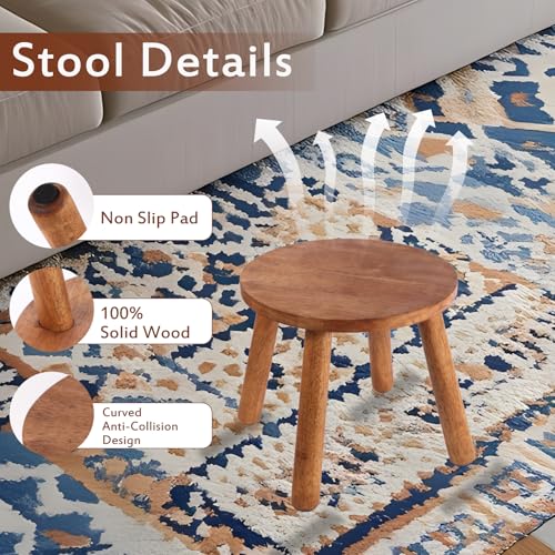 Round Solid Wooden Stool,Plant Stand,Step Stool,Walnut,10" H - color: Walnut, size: 10inch