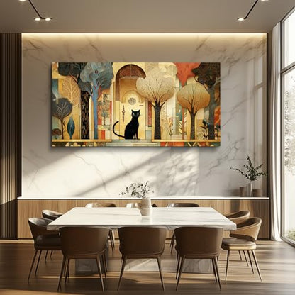 XIGUANGART Extra Large Modern Cute Cat Wall Art for Living Room,48x24 In - color: Abstract Canvas Wall Art, size: 48"L x 24"W