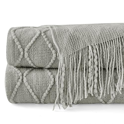 inhand Light Grey Knitted Throw Blanket for Couch and Bed, 60"x80" - color: Light Grey, size: 60"x80"