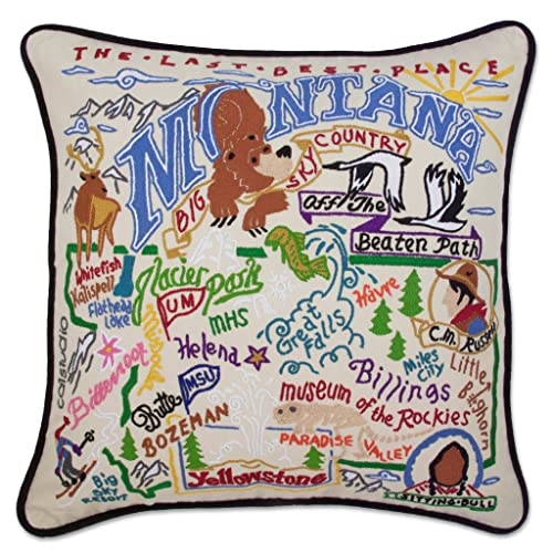 Catstudio Montana Hand Embroidered Pillow, Decorative Throw Pillow - color: Montana
