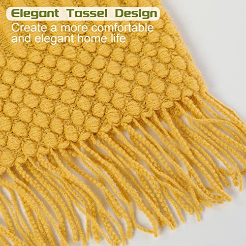 Blagic Soft Knitted Throw Blanket for Couch and Bed,Yellow,50"x60" - color: K-yellow, size: 50 × 60 in