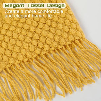 Blagic Soft Knitted Throw Blanket for Couch and Bed,Yellow,50"x60" - color: K-yellow, size: 50 × 60 in