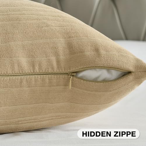 FUTEI Pack of 2 Chenille Striped Throw Pillow Covers 16x16 Inch,Apricot - color: Apricot, size: 16" x 16" (Pack of 2)