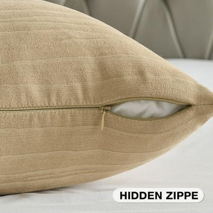 FUTEI Pack of 2 Chenille Striped Throw Pillow Covers 18x18 Inch,Apricot - color: Apricot, size: 18" x 18" (Pack of 2)