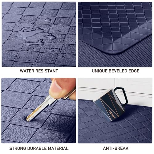 HappyTrends Kitchen Floor Mat - 4/5 Inch Thick Anti-Fatigue Kitchen Rug - color: Blue, size: 54"L x 22"W x 0.8"Th