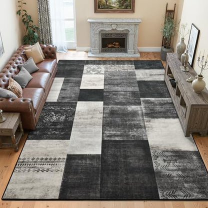 Tepook 4x6 Area Rugs for Living Room, Washable Large Geometric Bedroom Rug - color: Black and White, size: 4' x 6' (Rectangular)