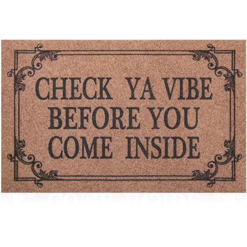 Front Door Indoor Outdoor Entrance Doormat Brown Rubber Welcome Door Mat Come Inside This House Doormat Anti Slip Easy to Clean Corridor Patio Entry Mat 36" x 24" - color: Come Inside-brown, size: 36" x 24" (Rectangular)