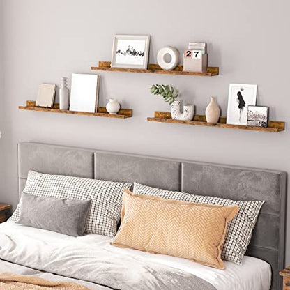 HOOBRO Floating Shelves, Wall Shelf Set of 3, 35.4 Inches Hanging Shelf - color: Rustic Brown, size: 35.4 Inches