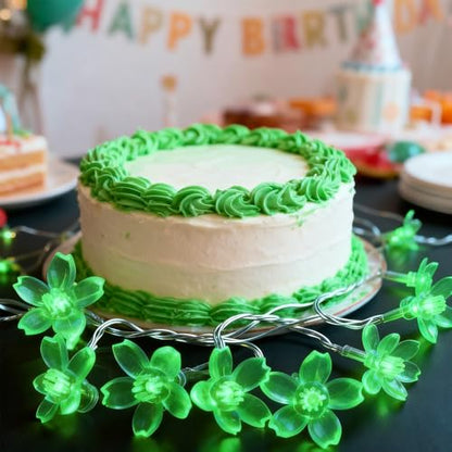 USB & Battery Lighted 10ft 30 LED Green Flower St. Patrick's Day Decoration - color: Green