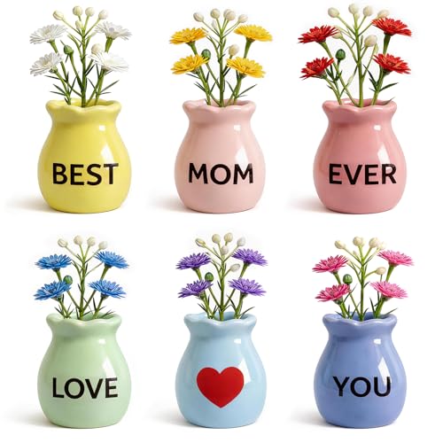 6 Pcs Mini Vase Fridge Magnets, Cute Refrigerator Magnets for Mom Gifts - color: 6 Pack for Mom