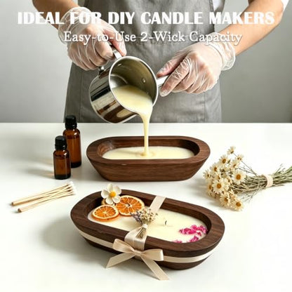 Wooden Dough Bowl 4 Pack Handmade Decorative Bowls for Candle Making