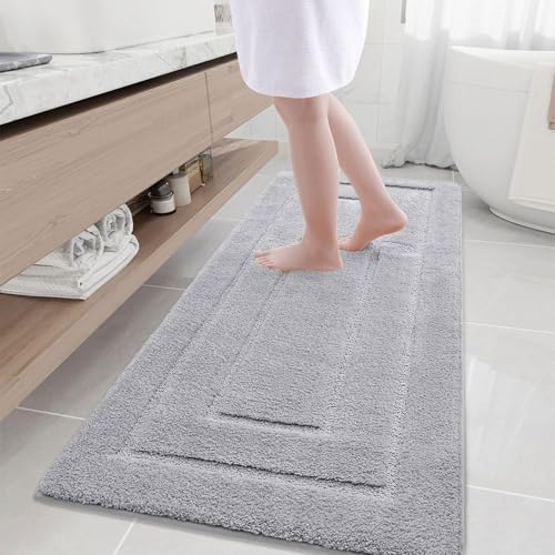 Buganda Microfiber Bathroom Rugs 70x24, Soft Shaggy Absorbent Bath Rugs - color: Grey, size: 70" X 24"