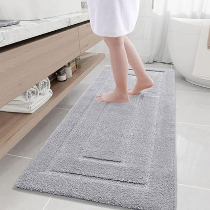 Buganda Microfiber Bathroom Rugs 70x24, Soft Shaggy Absorbent Bath Rugs - color: Grey, size: 70" X 24"